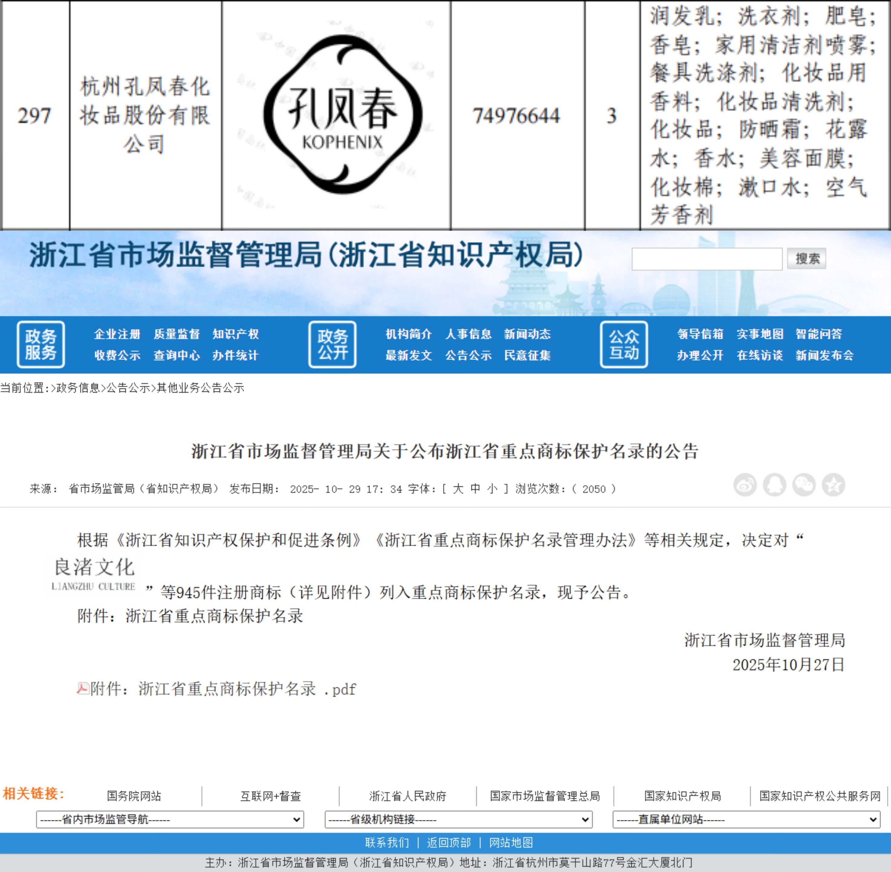 百年国货品牌【孔凤春】商标入选双重点商标保护名录!